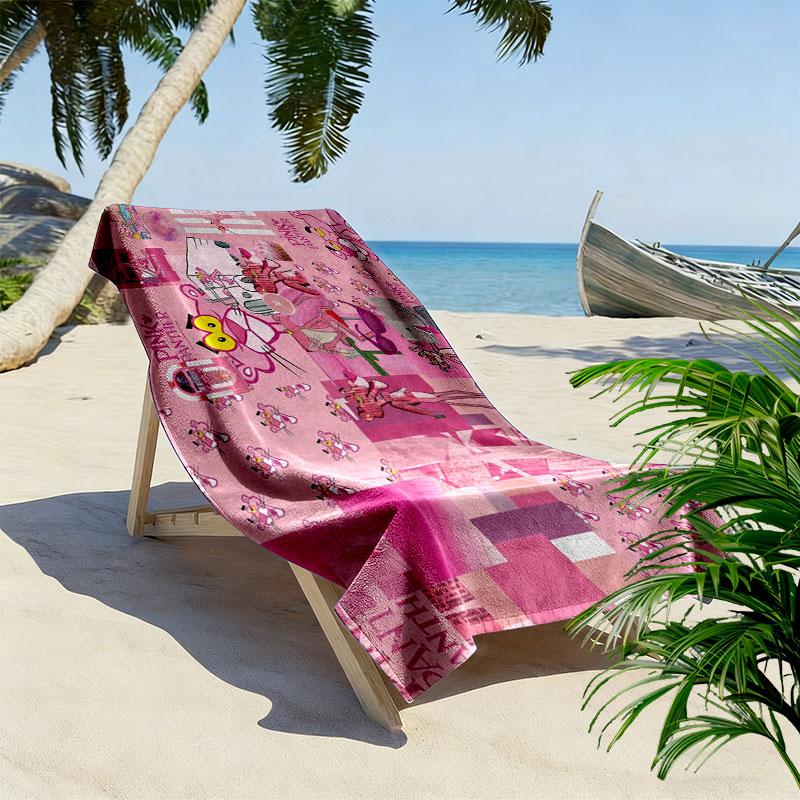 Pink Panther Print Beach Towel, Large Soft Quick Dry Towel for Beach Camping Swimming