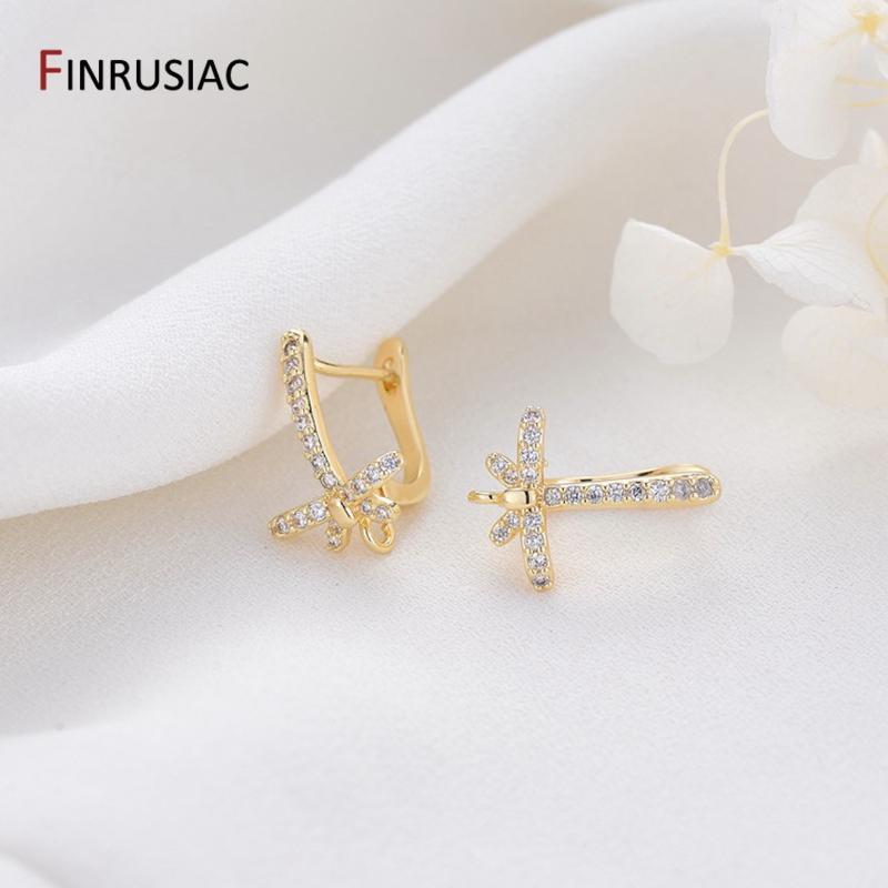 

14K Real Gold-Plated Pave Setting Zircon Earrings Hooks / Earrings Clasps,DIY Making Jewelry Components 2 Pieces