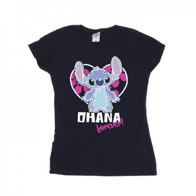 Womens/Ladies Lilo And Stitch Ohana Forever Heart Cotton T-Shirt