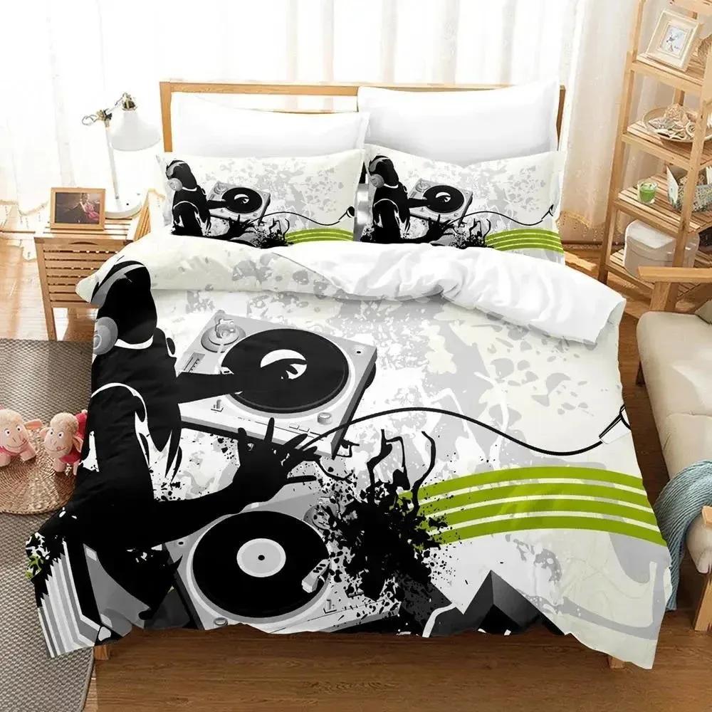 3D Music DJ Rock Comfortable Duvet Quilt Cover Pillowcase Bedding Set Children Bedroom Decoration Home Textile