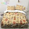 Coffee Pattern Bedding Set Printed Duvet Cover Sheet Pillowcase Bed Soft Quilt Cover Full Queen King Size Adult Kid Bedroom Gift