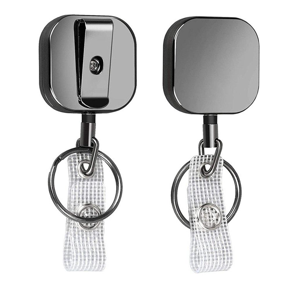 Tool Retractable Office Supplies Square Badge Holder Clip Badge Reel Clip Key Ring Clips Keychain