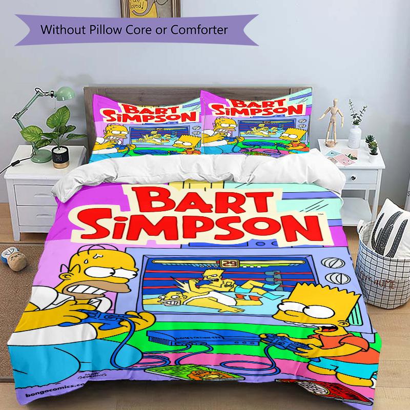 Bart Simpson Gamestation 479 Bedding Set - 3 Piece Comforter Cover Gift for Bedroom,Includes No InsertB184