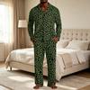 Pigiama Casual da Uomo a 2 Pezzi con Stampa Leopardo, Top con Bottoni e Vestibilità Larga, Pantaloni a Gamba Dritta