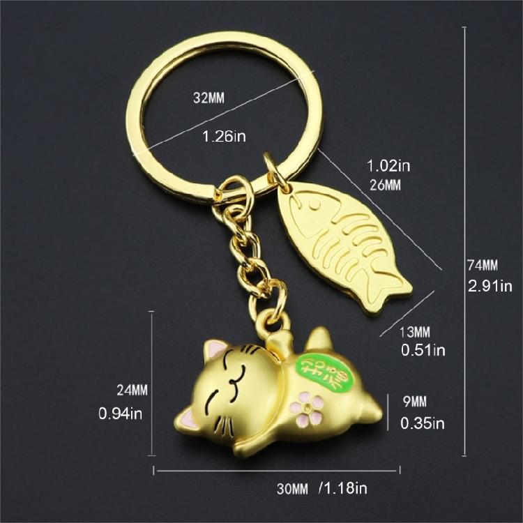 Artistic Lucky Cat Keychain Adornment Portable Lucky Cat Keychain Pendant Keyring Charm Symbolizing Wealth And Success