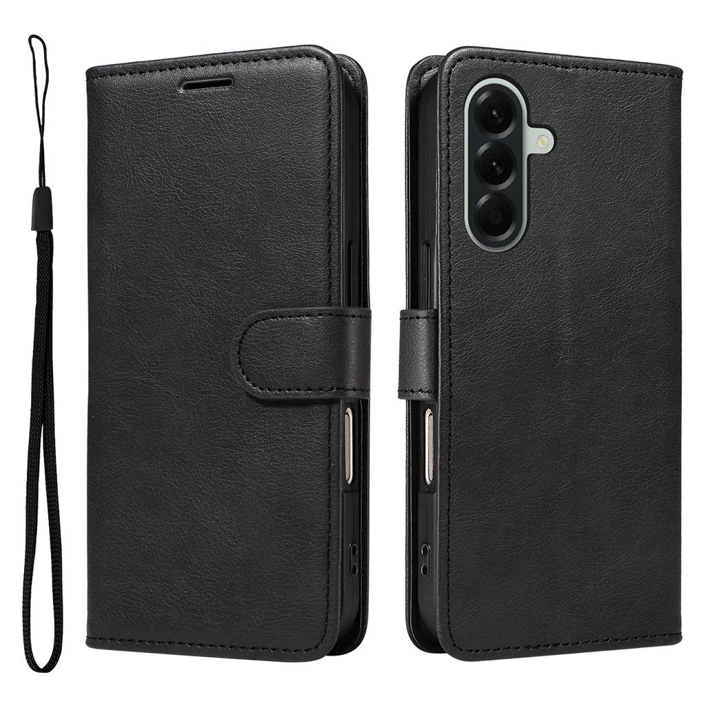 For Samsung Galaxy A57 5G Leather Wallet Case with Strap Solid Color Phone Stand Cover