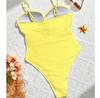 Sexy Yellow Swimwear Women Hollow Out Cross Slim Tummy Control One Piece Swimsuit Beach Backless Bathing Suit Monokini