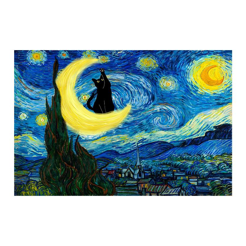 Van Gogh Black Cat Sunflowers Funny Art Matisse Monet Canvas Painting Posters And Prints Wall Pictures For Living Room Decor