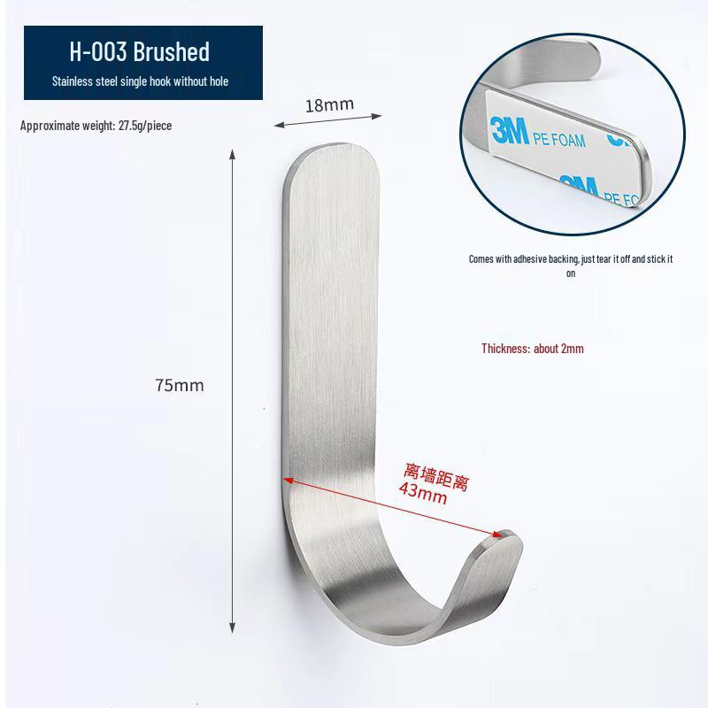 Black Stainless Steel Wall-Mounted Hook for Bathroom, Kitchen, or Door