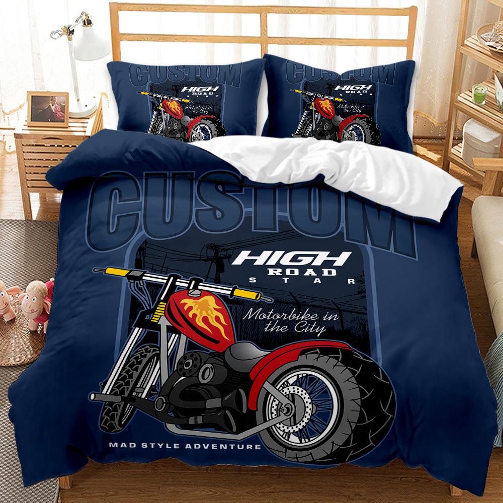 Motocross Rider Bedding Set Extreme Sports Duvet Cover For Kids Children Teens Motorcycle Comforter Cover Dirt Bike Duvet Cover