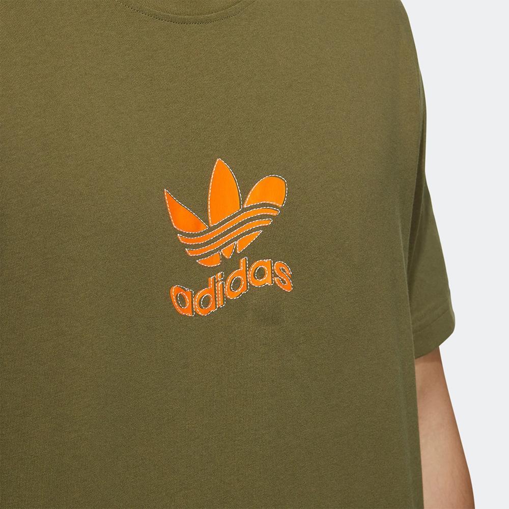 Adidas Originals Trefoil Logo Brodert Rund Hals Løs Kort Ermet T-skjorte Herre Topper Oliven H47115