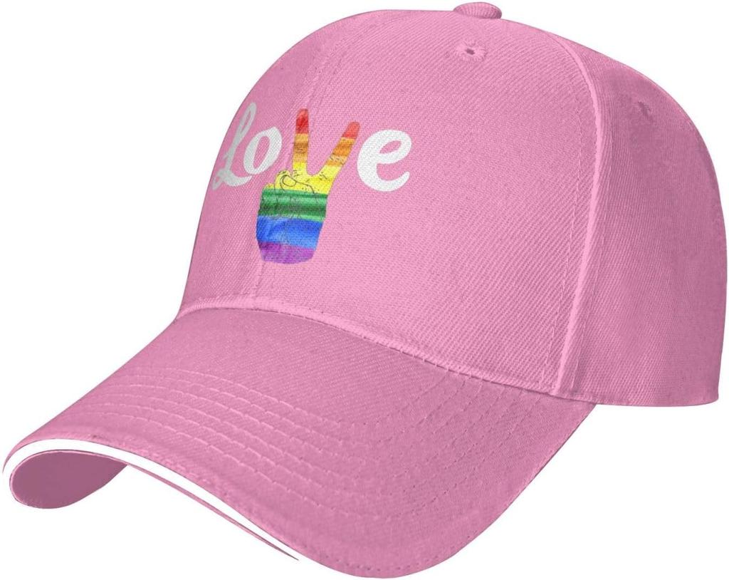 LGBT Pride Love Rainbow Peace Sign Baseball Cap Adjustable Polyester Casual Adult Hat