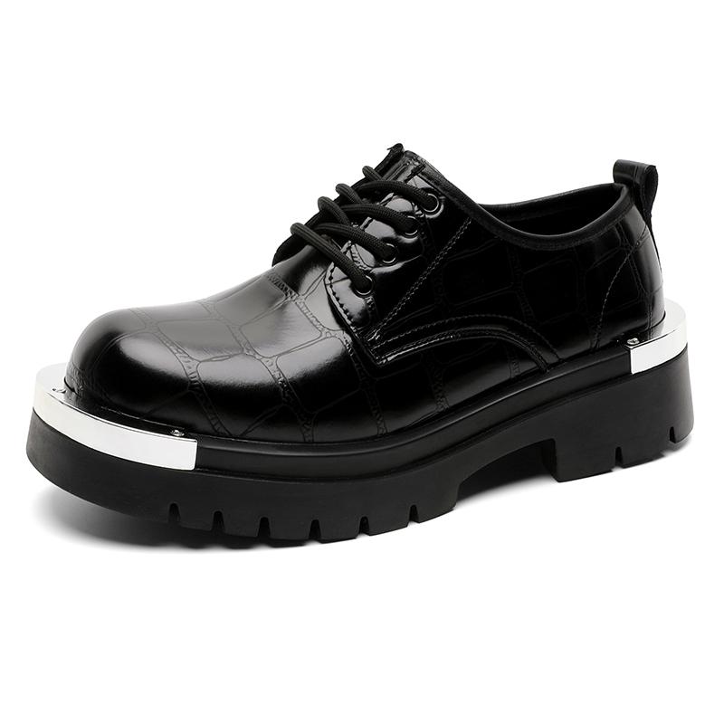 

Модная ретро классическая мужская кожаная обувь на толстой подошве Роскошный дизайнерский стиль Уличная мода для отдыха Вечерние туфли Дерби 46 чёрный