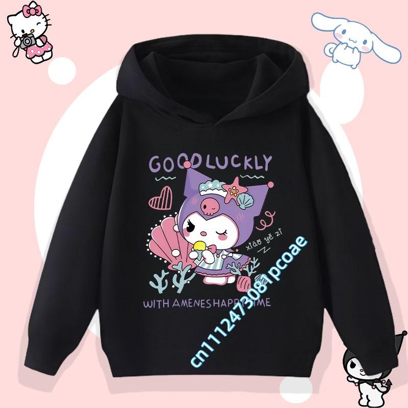 2026 New Kurumi Children's Hooded Sweatshirt Boys' Sport Shirt Girls' Casual Top Sanrio Cartoon Print Fall/Winter Pullover Shirt