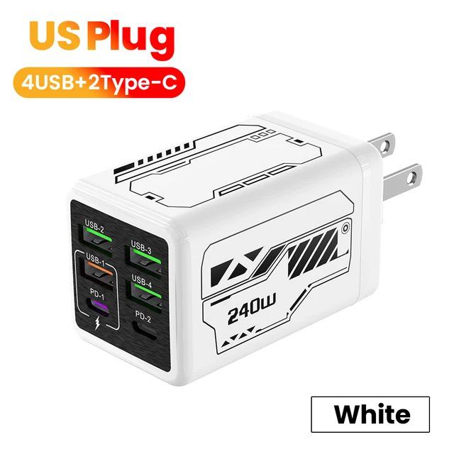 240W Multi-Port Smart Travel Charger with 4 USB-A & 2 USB-C PD Ports