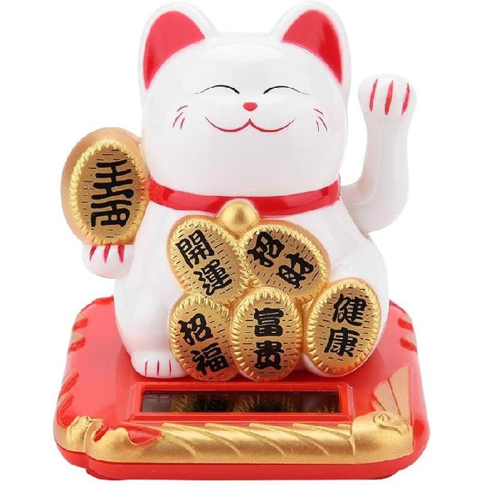 Машущий Кот, На Солнечной Батарее Кот Счастливый Кот Денежный Кот Привлекающий Кот Неко Кот Кот Удачи Китайская Японская Фигурка Кота Декор Автомобиля Счастливый Декор Удачи