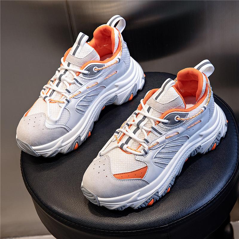 

Absorbent sole dad shoes spring 2025 new thick sole heightening casual leather women s shoes running breathable sports shoes women 35 оранжевый
