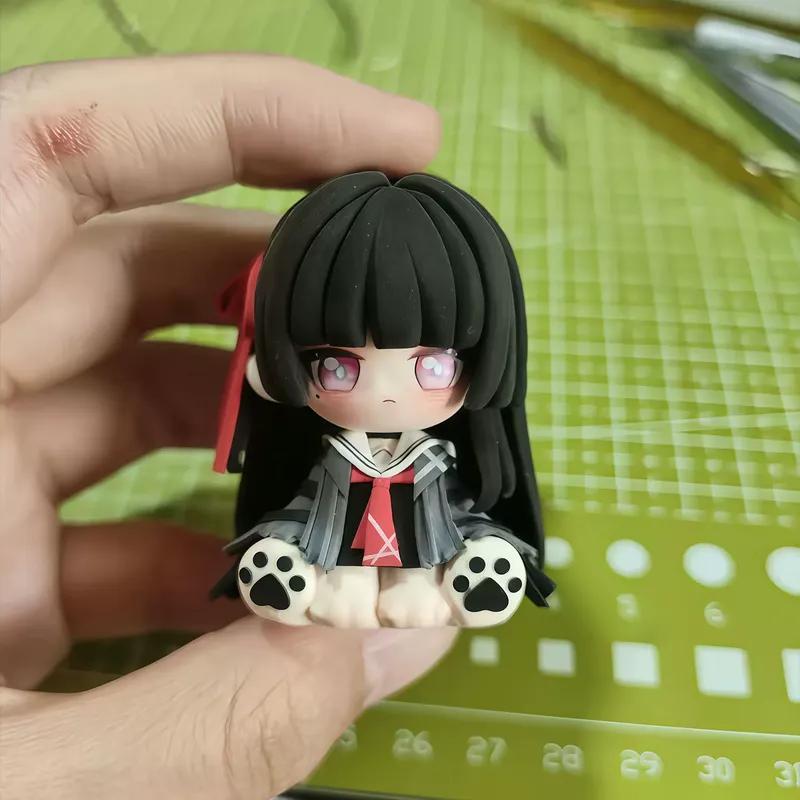 Wuthering Waves Чиса Милая Версия Сидящая Поза Аниме Фигурка Модель Статуэтка Коллекция Настольное Украшение Орнамент Игрушка Подарок 5cm