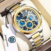 Business Mens Watches Stainless Steel Waterproof Chronograph Wrist Watch Luminous Calendar Quartz Dress Watch