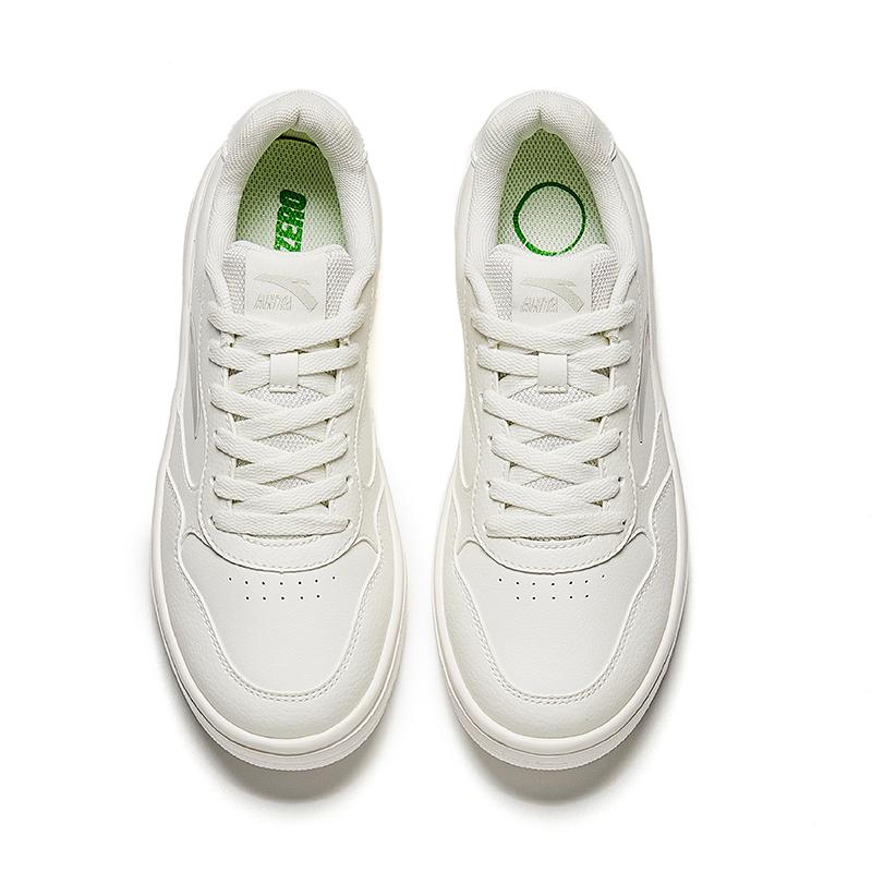 Anta Lightweight Classic Versatile Non-Slip Wear-Resistant Lightweight Increased Height Low-Top Skate Shoes Women Sneakers Ivory-White 922528001-1