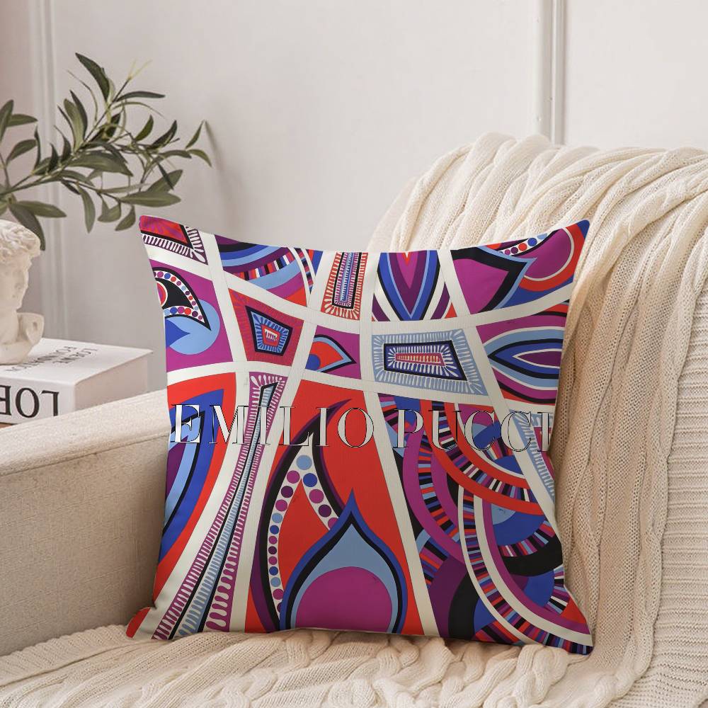 E-EE-Emilio Logo P-Pucci Pillow Case Home Decor Throw For Sofa Bed Car Room Decor Gift Idea