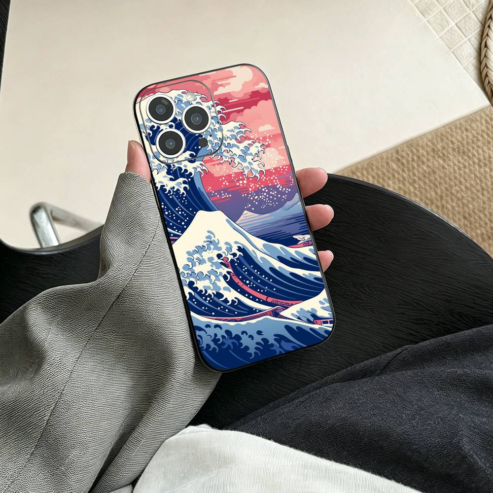 G-Great Wave Off Kanagawa Phone Case For iPhone 17, 16,15,14,13,12,11 Plus,Pro Max, Others Soft Black Cover