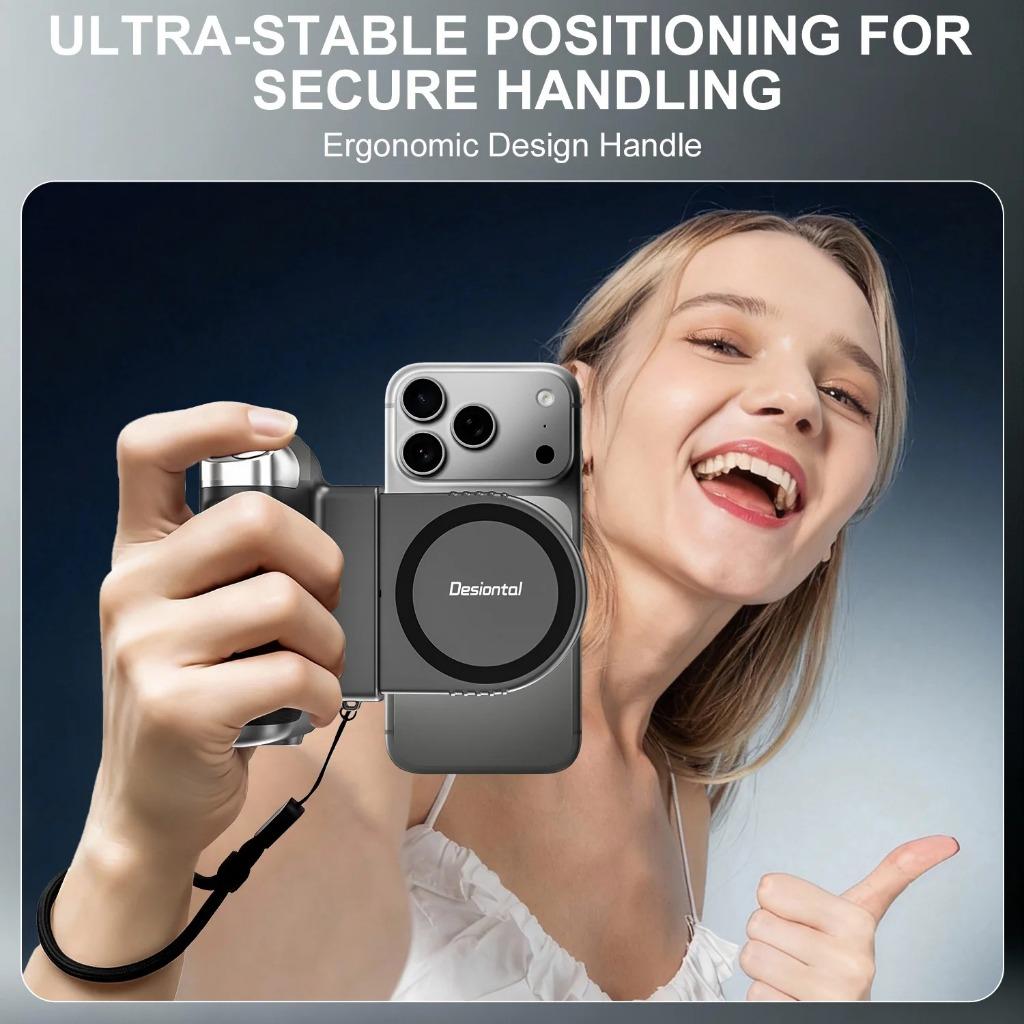 Magsafe Smartphone Handheld Selfie Booster Grip with Bluetooth Remote Shutter Coldshoe for iPhone Android Phone Stabilizer