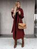 2024 Women's V-Neck Long Woolen Coat: Stylish Spring/Autumn Overcoat with Tie