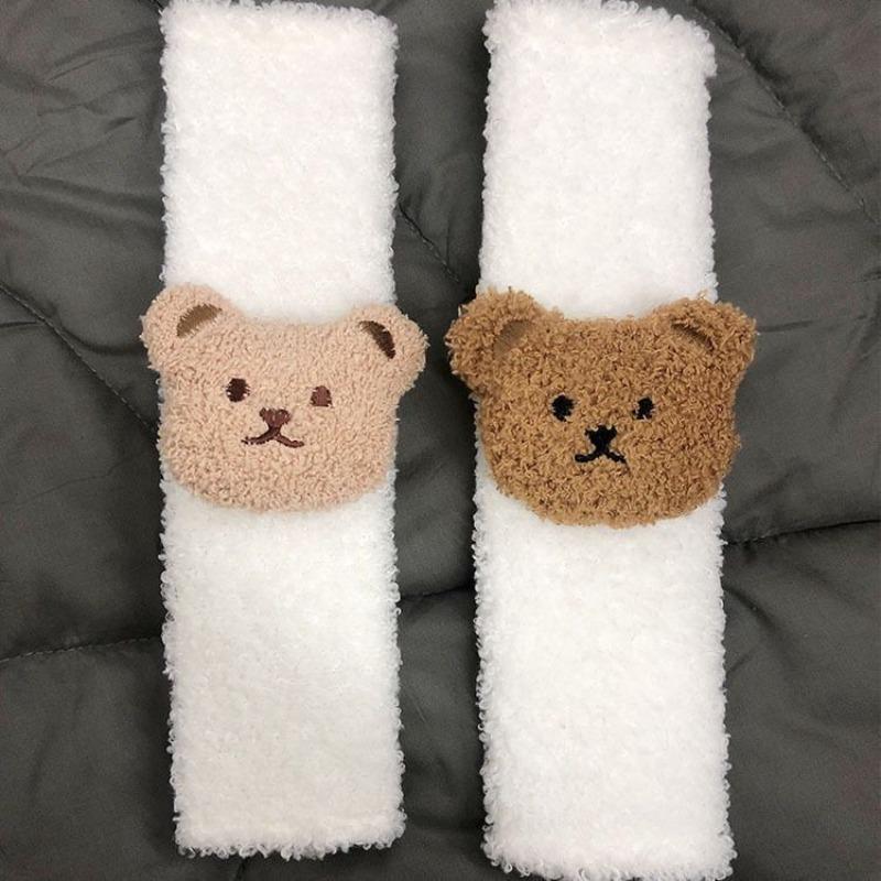 Cute Cartoon Car Seat Belt Shoulder Protector Little Bear Doll Car Interior Seat Belt Protector Plush Car Accessories Interior