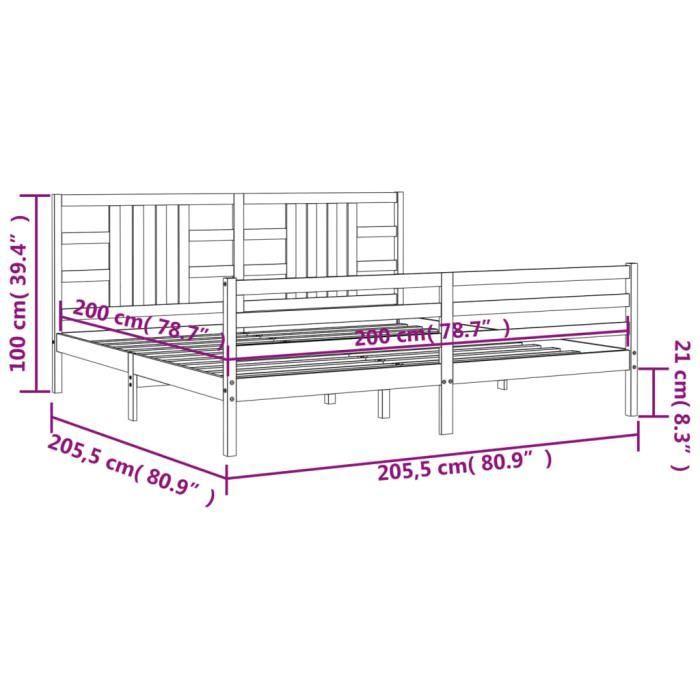 VidaXL Bed Frame with Headboard White 200x200 Cm Solid Wood 3193942