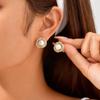 Twist Spiral Inlaid Zircon Stud Earrings for Women Girl, Elegant Round Imitation Pearl Earrings, Korean Fashion Ear Jewelry