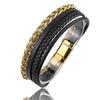 High Quality Stainless Steel Leather Bracelets For Men Six Color Punk Curb Cuban Link Chain Bracelets On the Hand Jewelry Gifts