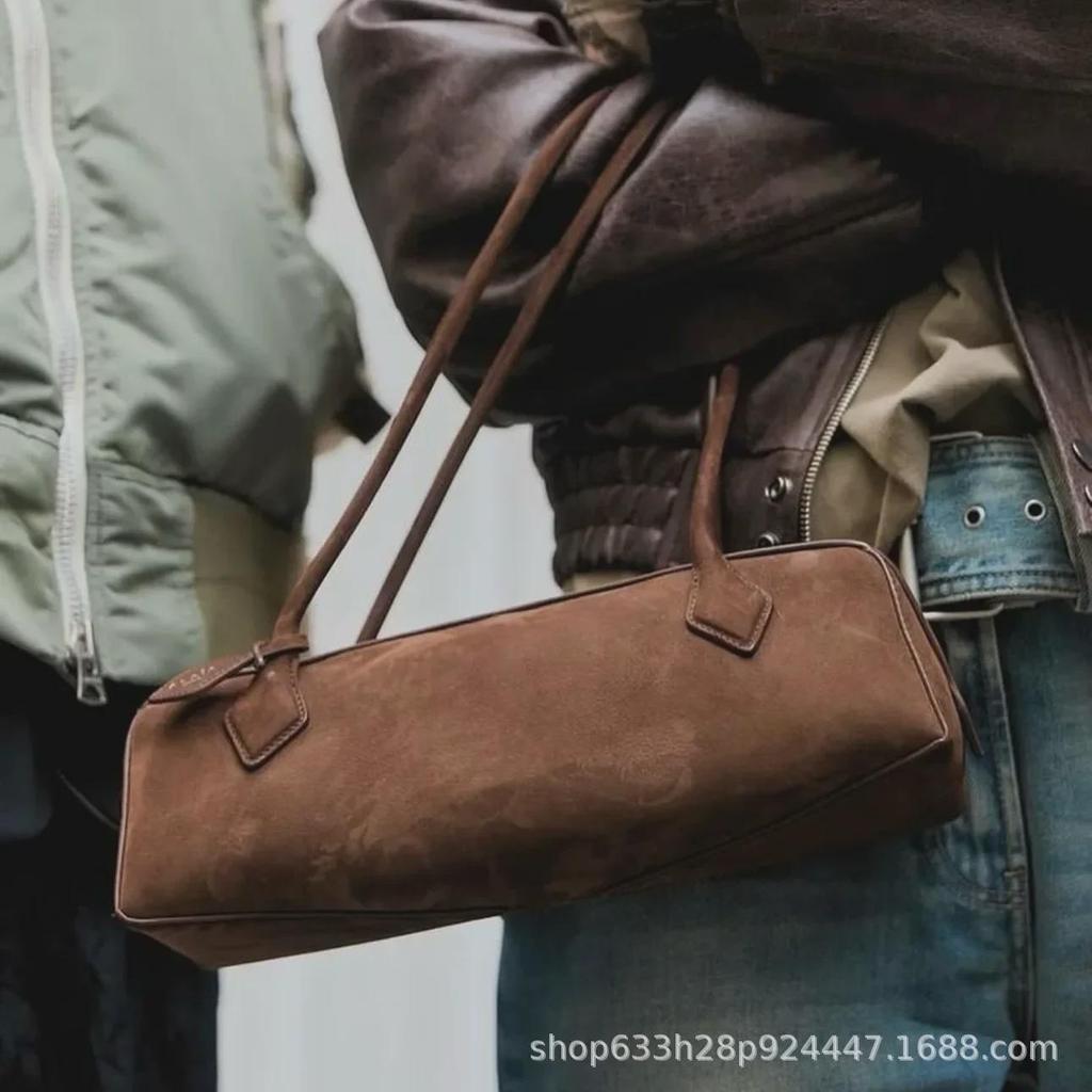 Ματ Γνήσιο Δέρμα Τσάντα Μασχάλης Μπαγκέτα - Γυναικεία Υψηλής Ποιότητας Τσάντα Ώμου