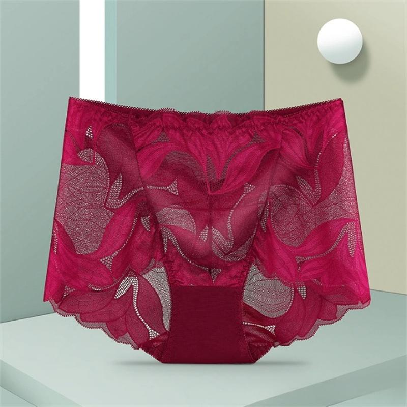 Women Panties Lace Briefs High Waist Underwear Female Intimates Mesh Breathable Underpants