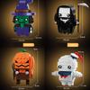 DIY 4in1 Halloween Magic FIGURE Pumpkin Mummys Ghosts Vampires Bats Decoration Building Blocks Kit Girl Boys Bricks Model Toy