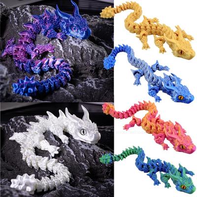 3D tištěný drak Zábavné hračky Vícekloubový otočný Stereoskopický drak Kancelářská stolní ozdoba Zvířecí model Figurka Dětský dárek