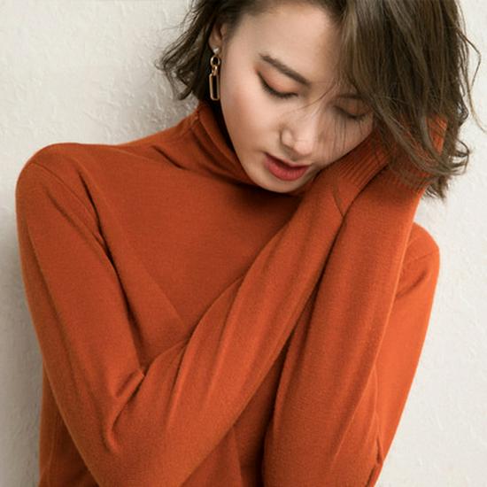 Autumn/Winter Women's Slim Fit High Neck Turtleneck Sweater Knitwear