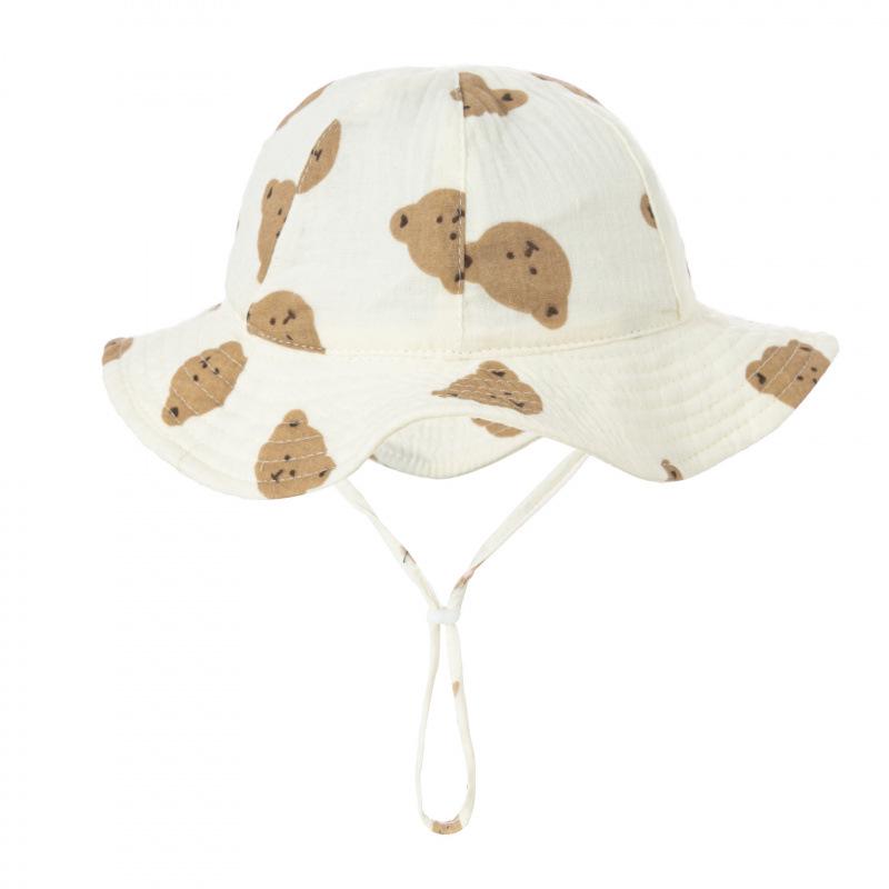 Cute Baby Cotton Bucket Hat - Printed Solid Color Sun Hat for 3-12M
