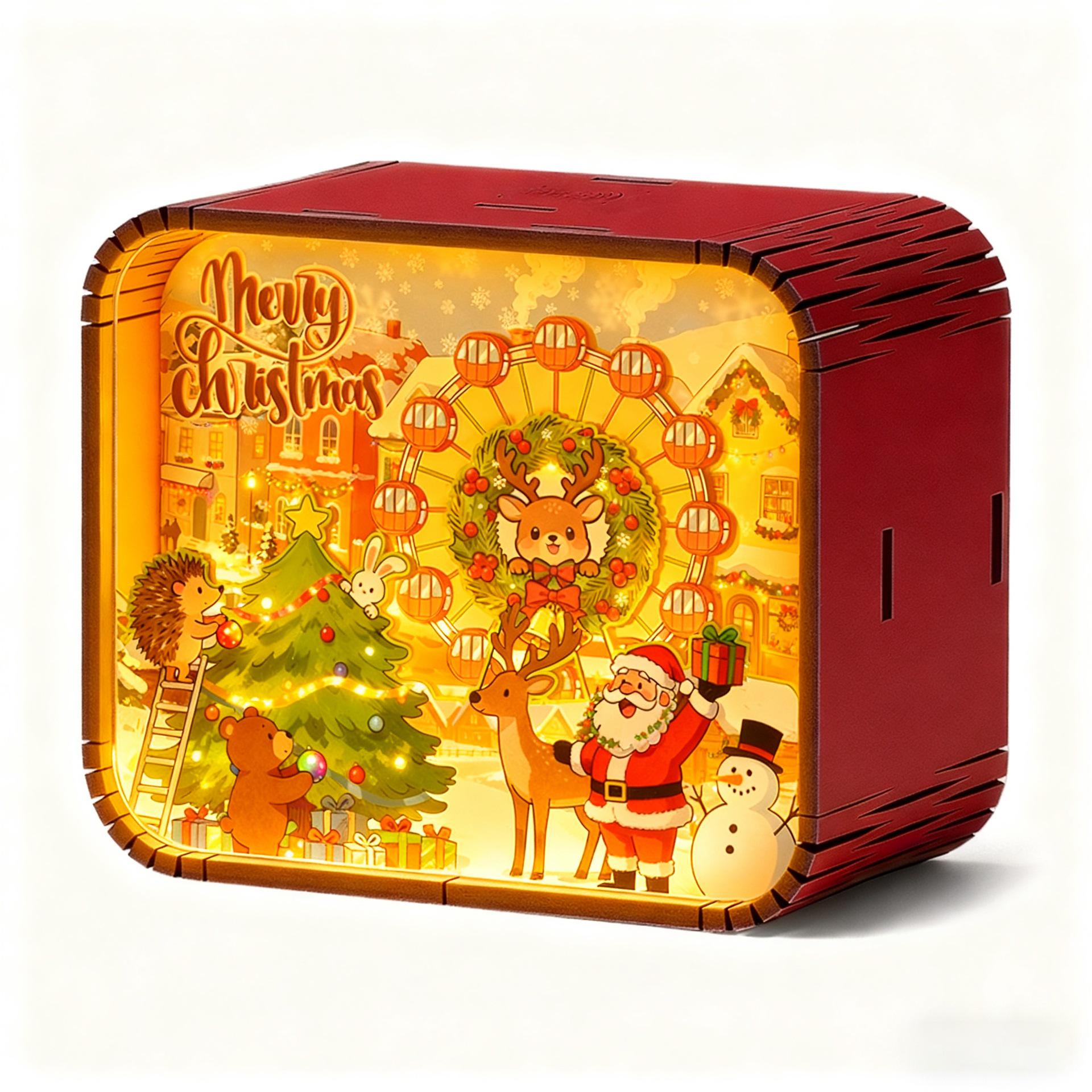 City Lights Wooden Luminous Music Box: Creative Tourist Souvenir and Night Light
