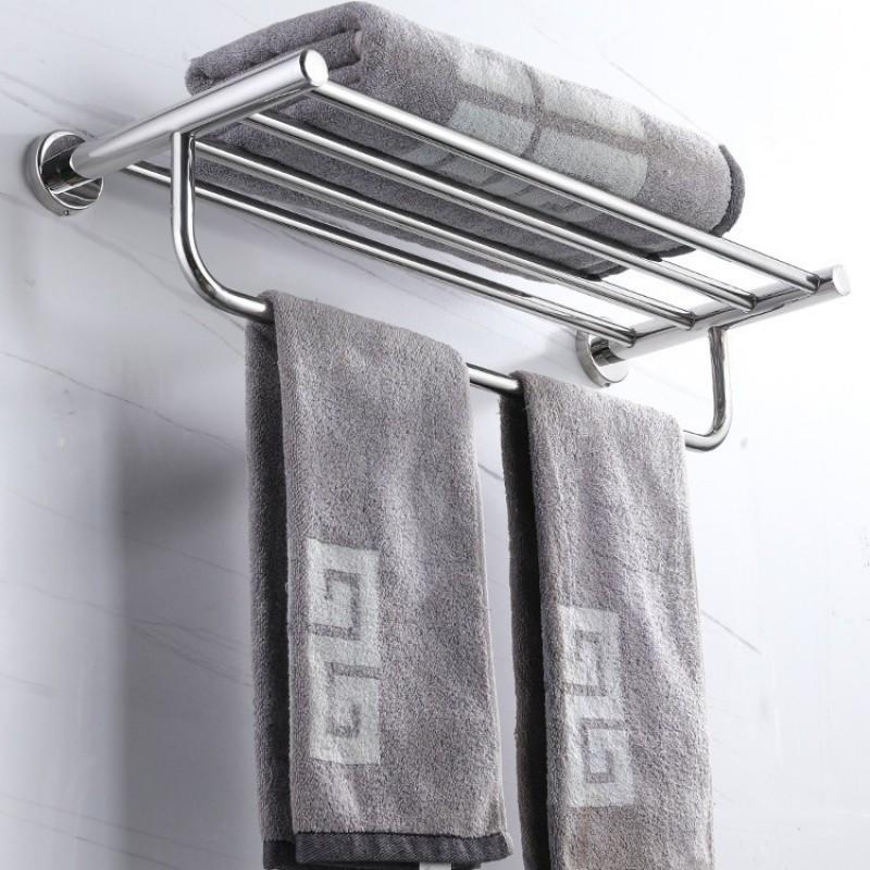 Stainless Steel T-Shaped Towel Rack Bathroom Hotel Use Modern Minimalist Wall Mounted 2-Tier Heavy Duty 30kg Load