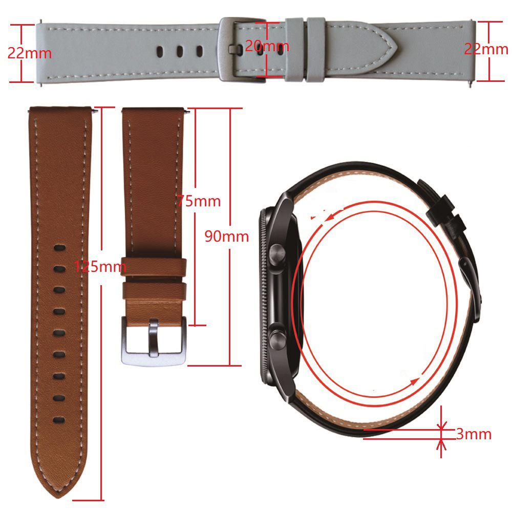 22mm Leather Strap For Samsung Galaxy Watch 46mm SM-R800 Watch 3 45mm SM-R840 Gear S3 SM-R760 SM-R770 Band Bracelet Watchband