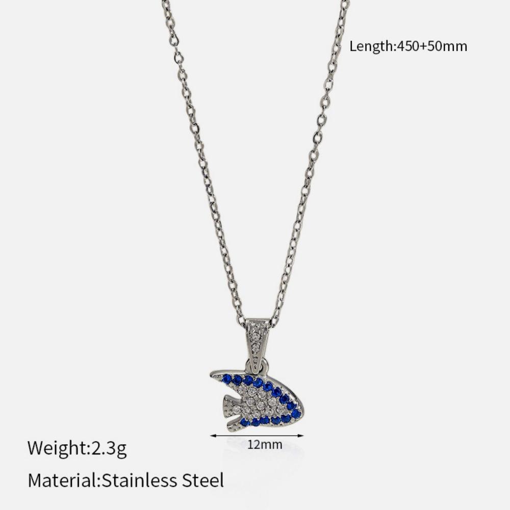 

Exquisite Zircon Sea Animal Pendant Necklace For Women Gold Color Stainless Steel Starfish Shell Fish Fishtail Zircon Gift 45-50 cm