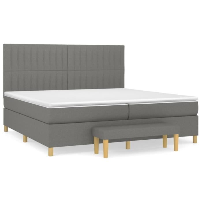 3137342 vidaXL Divan Bed with Mattress Dark Grey 200x200cm Fabric