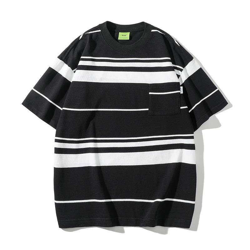 

Мужская футболка в черно-белую полоску, мужской свободный топ с короткими рукавами для инстаграма в американском стиле для пар M