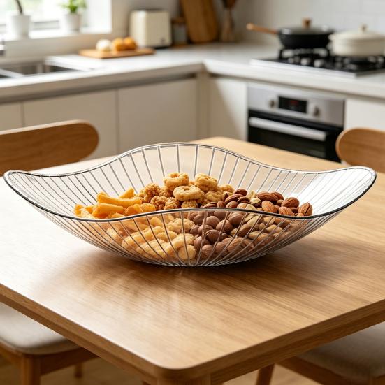 Fruit Plate Transparent Kitchen Storage Jar Safe Food Contact Snack Organizer for Snacks Vegetables Dried Fruits