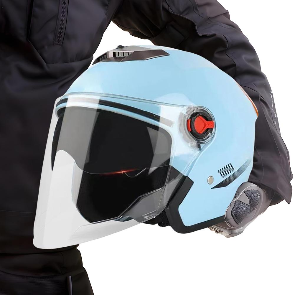 Open Face Motorcycle Helmet All Year Use Motorcycle Open Face Helmet with Sun Visor Comfortable Half Helmet for Adult Men Women