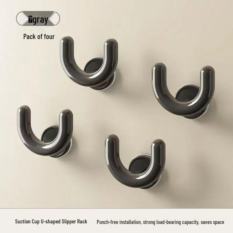 No-Drill Wall-Mounted Bathroom Slipper Rack with Suction Cups and Drainage Hooks