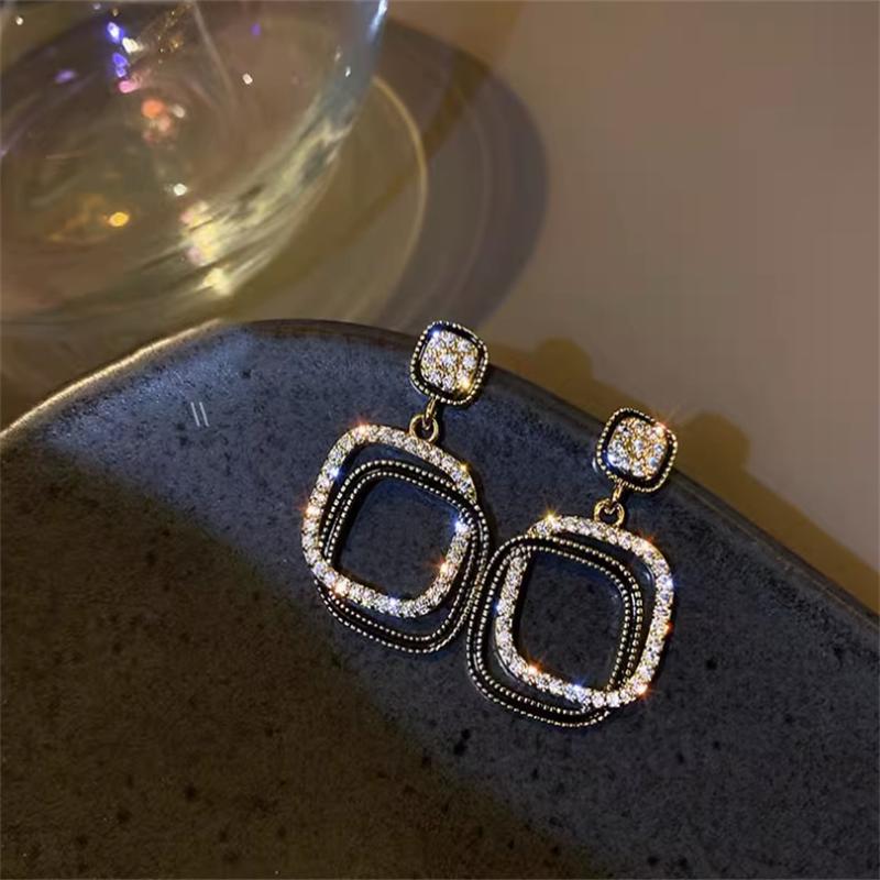 Fashion Black Square Dangle Earrings for Women Girl Gift Jewelry KTJ