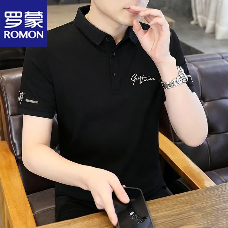 ROMON Men s Short Sleeve Polo T-Shirt 2XL чёрный