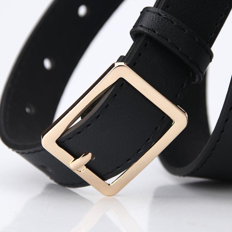 Fashion Womens Pu Belt With Metal Buckle For Casual Office Wear